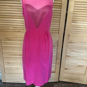 BCBGMaxAzria Fuchsia Midi Dress with Sheer Detail
